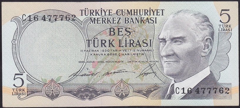 6.EMİSYON 1.TERTİP 5 LİRA C16 477762 ÇİLALTI
