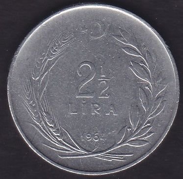 1964 Yılı 2.5 Lira Ters