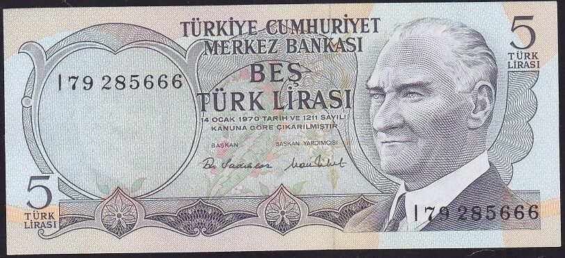 6.Emisyon 2.Tertip 5 Lira I79 285666 Çil