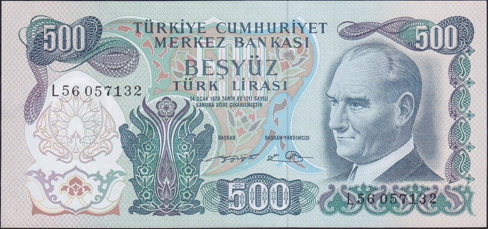 6.Emisyon 2.Tertip 500 Lira L56 057132 Çilaltı Çil