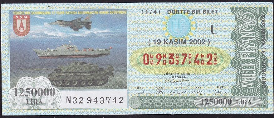 2002 19 Kasım Çeyrek Bilet - U Serisi
