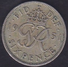 İNGİLTERE 6 PENCE 1951