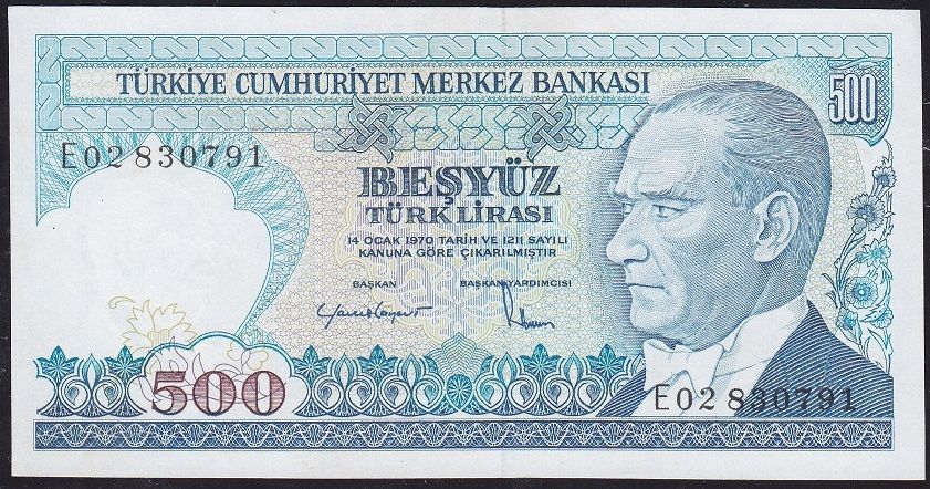 7.Emisyon 2.Tertip 500 Lira E02 830791 Çilaltı Çil