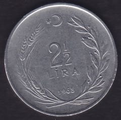 1965 Yılı 2.5 Lira Düz