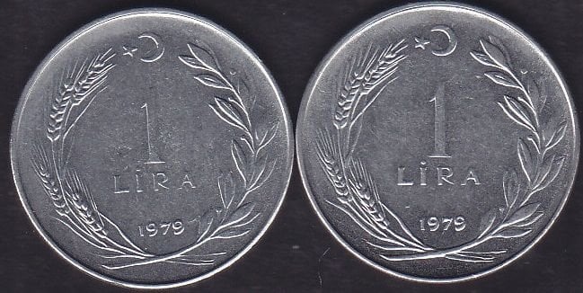 1979 Yılı 1 Lira (Ters Düz Takım)