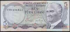 6.Emisyon 2.Tertip 5 Lira I79 131812 Çok Temiz+