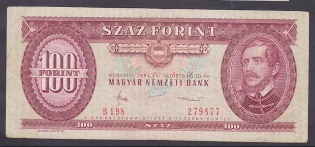 MACARİSTAN 100 FORİNT 1984 ÇOK TEMİZ eski kağıt para mezat