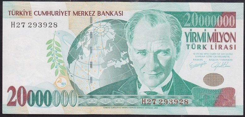 7.EMİSYON 20 000 000 LİRA H27 293928 ÇÇT +
