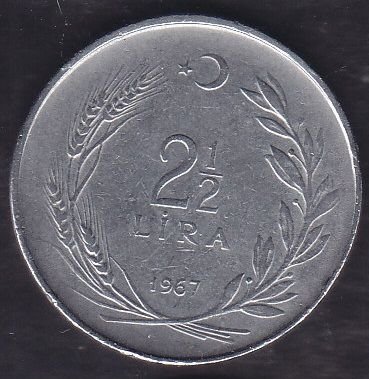 1967 Yılı 2.5 Lira Ters