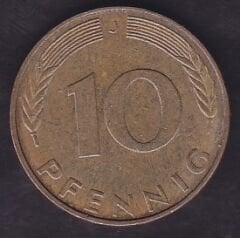 Almanya 10 Pfennig 1990 J
