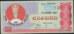 1987 19 Kasım Yarım Bilet - Y-B Serisi