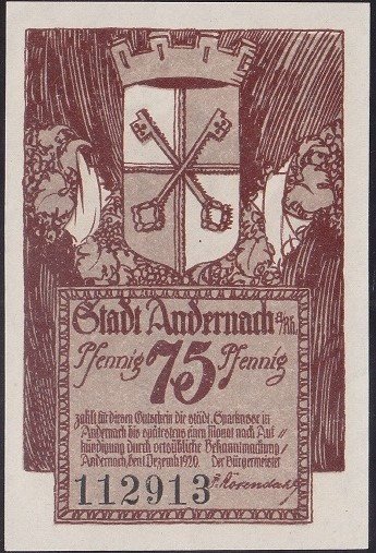 ALMANYA 75 PFENNİG NOTGELD 1920 ÇİL