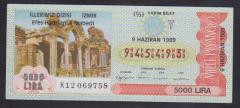 1989 9 HAZİRAN YARIM BİLET İZMİR