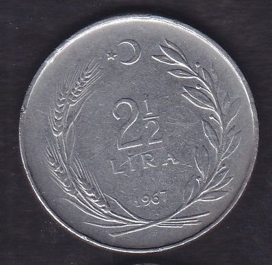 1967 Yılı 2.5 Lira Düz