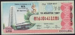 1987 19 Ağustos Yarım Bilet - Y-B Serisi