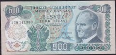 6.Emisyon 2.Tertip 500 Lira J28 141383 Çok Temiz +