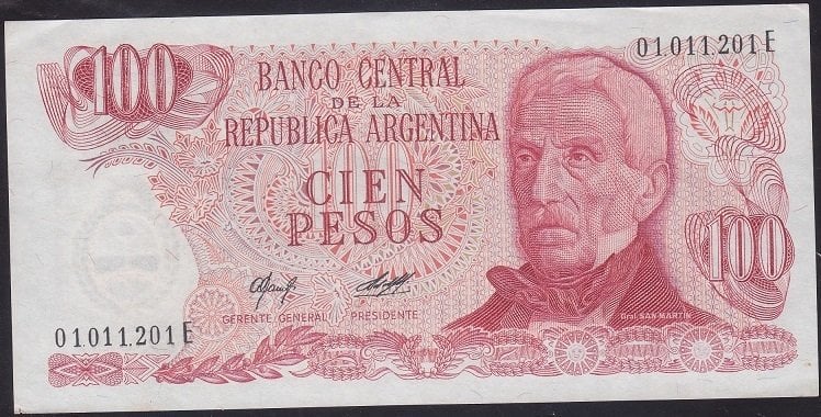 Arjantin 100 Pesos 1976 Çilaltı Çil Pick 302b