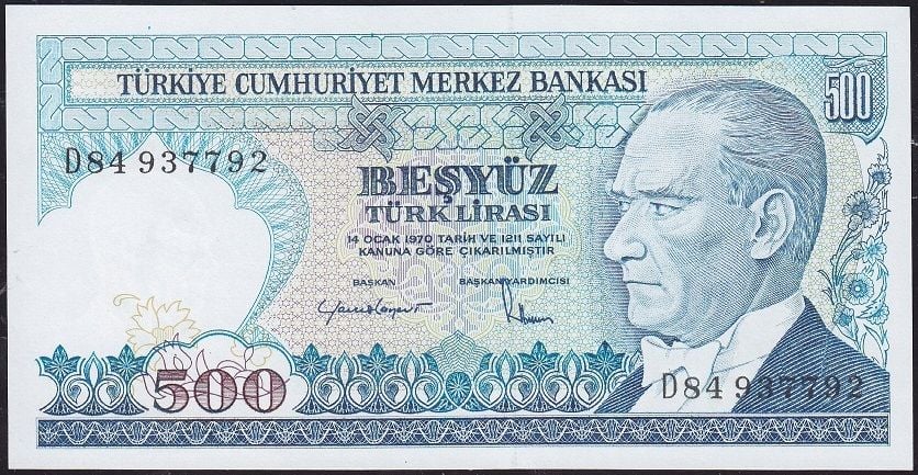 7.Emisyon 2.Tertip 500 Lira D84 937792 Çilaltı Çil