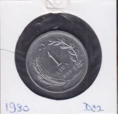 1980 Yılı 1 Lira Düz - Kapamada
