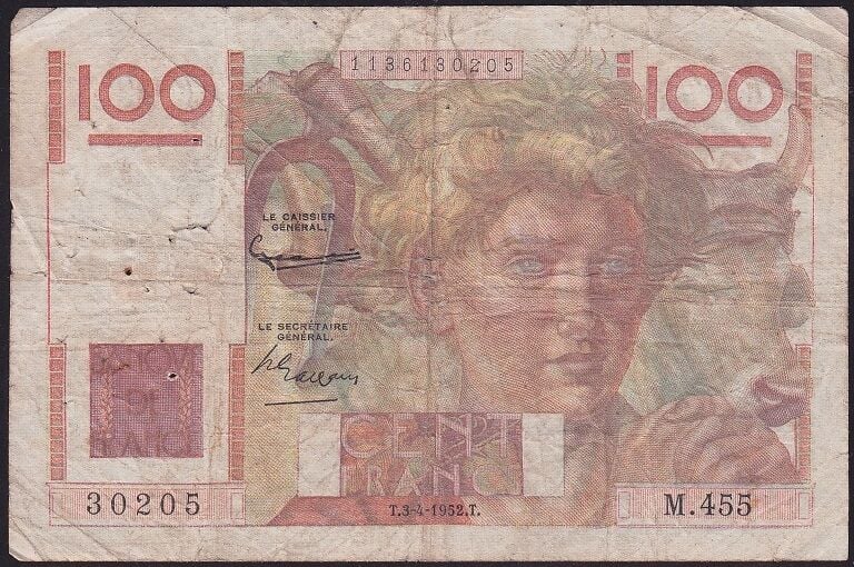 Fransa 100 Frank 1952 Temiz