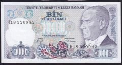 7.Emisyon 2.Tertip 1000 Lira H18 320942 Çil