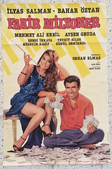 İLYAS SALMAN - BAHAR ÖZTAN - FAKİR MİLYONER - FİLM AFİŞİ eski para mezat