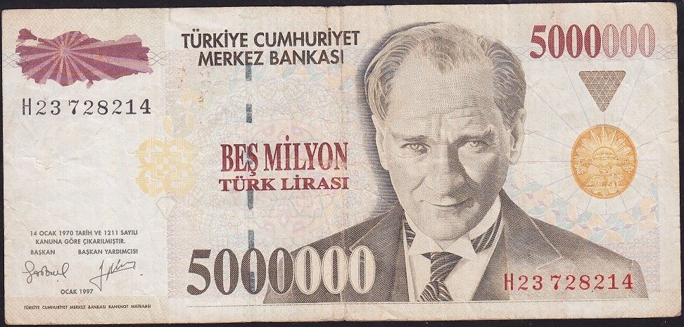 7.Emisyon 5 000 000 Lira H23 728214 Çok Temiz