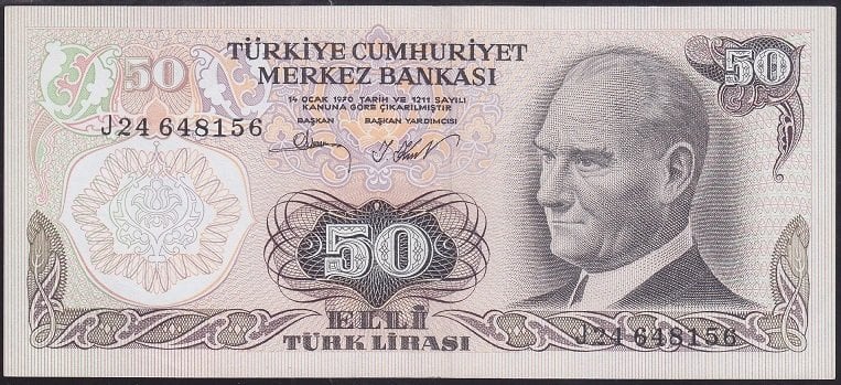6.EMİSYON 2.TERTİP 50 LİRA J24 648156 ÇÇT ÇİLALTI
