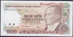 7.EMİSYON 2.TERTİP 5000 LİRA D14 895708 ÇÇT ÇİLALTI
