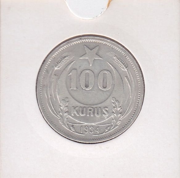 1934 Yılı 100 Kuruş Gümüş
