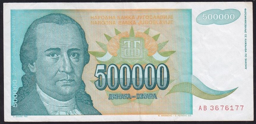 Yugoslavya 500000 Dinar 1993 Çok Temiz+ Pick 131