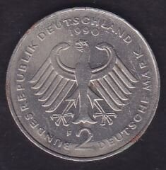 Almanya 2 Mark 1990 F -Dr.Kurt Schumacher. 30. Yıldönümü - (1949 - 1979) Hatıra Para
