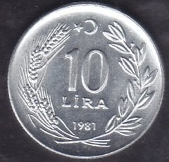 1981 Yılı 10 Lira Çilaltı Çil