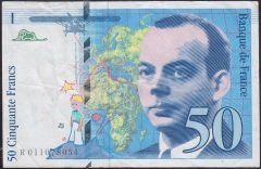 FRANSA 50 FRANK 1993 ÇOK TEMİZ eski para mezat