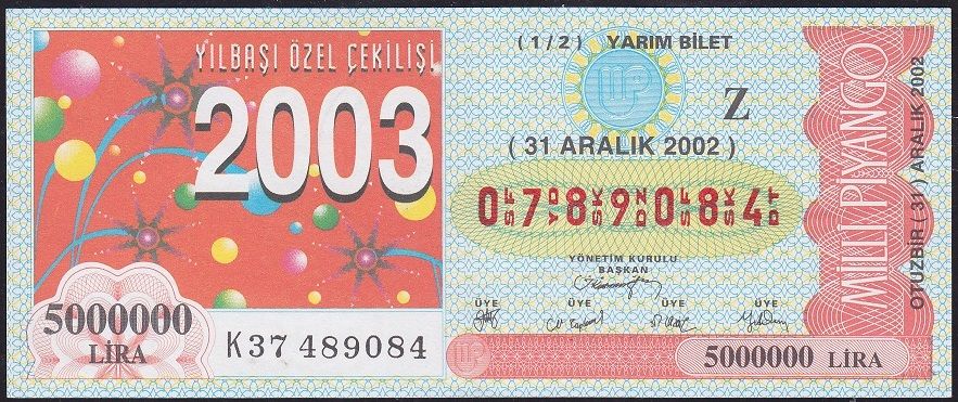 2002 31 Aralık Yarım Bilet - Z Serisi