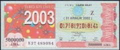 2002 31 Aralık Yarım Bilet - Z Serisi