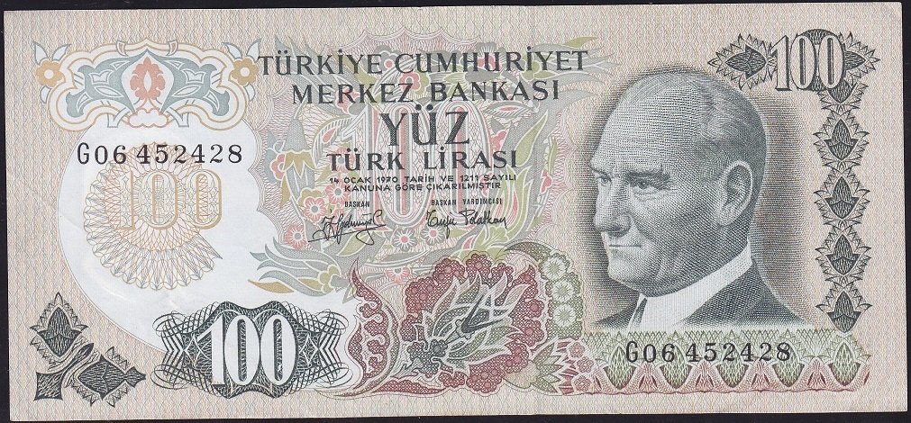 6.Emisyon 2.Tertip 100 Lira G06 452428 Çok Temiz+