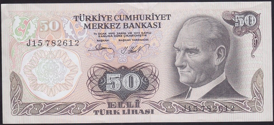 6.EMİSYON 2.TERTİP 50 LİRA J15 782612 ÇÇT +