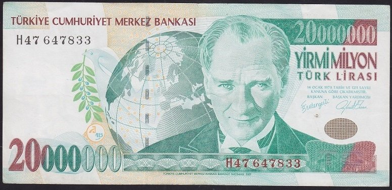 7.EMİSYON 20 000 000 LİRA H47 647833 ÇÇT