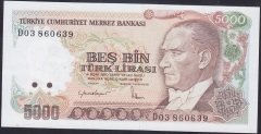 7.EMİSYON 2.TERTİP 5000 LİRA D03 860639 ÇİL