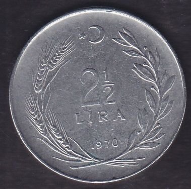 1970 Yılı 2.5 Lira Düz