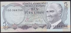 6.Emisyon 2.Tertip 5 Lira I55 344799 Çok Temiz+