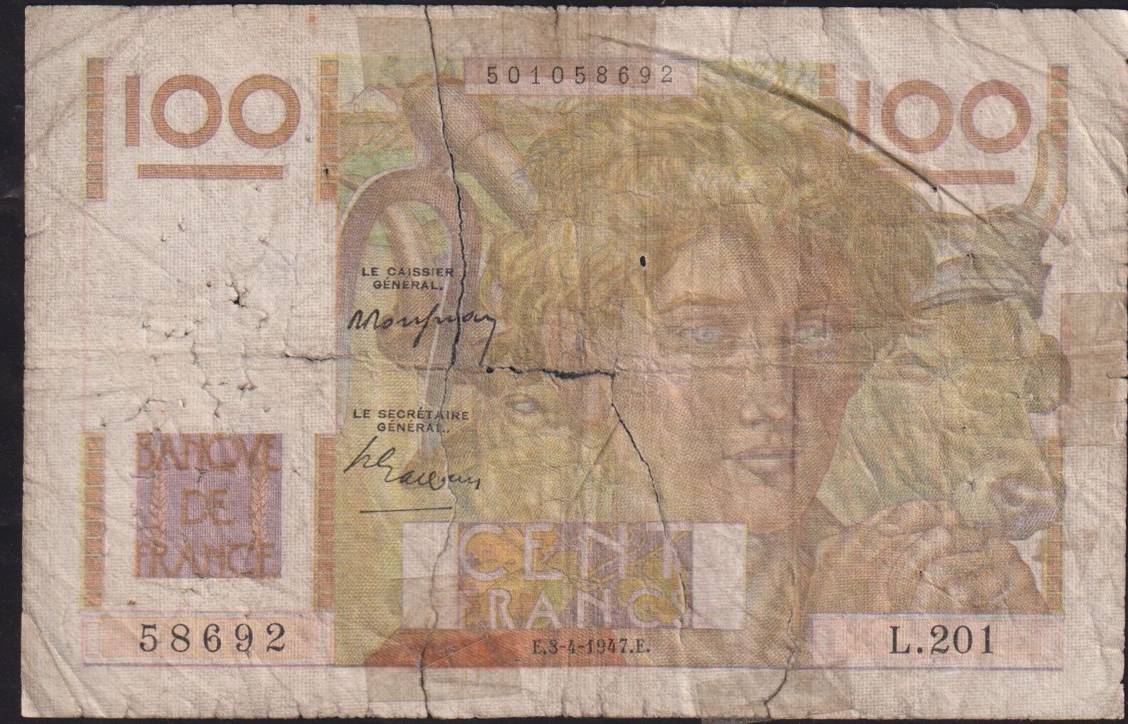 Fransa 100 Frank 3 Nisan 1947 Haliyle