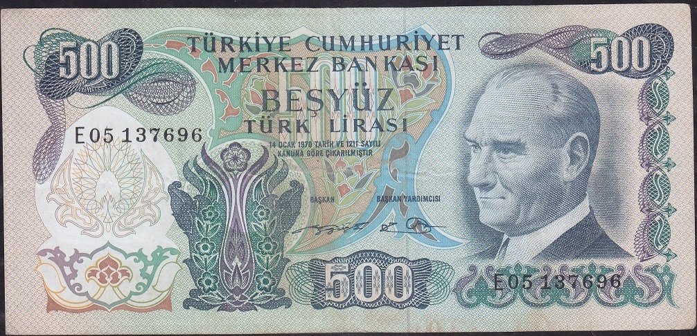 6.Emisyon 2.Tertip 500 Lira E05 137696 Çok Temiz