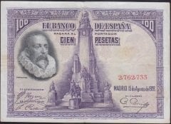 İSPANYA 100 PESETAS 1928 ÇOK TEMİZ + eski para