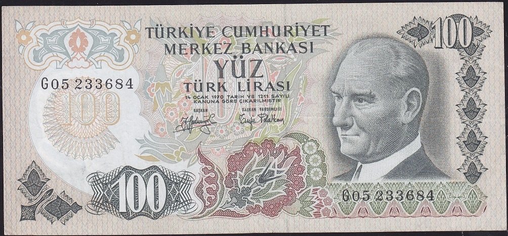 6.Emisyon 2.Tertip 100 Lira G05 233684 Çok Temiz