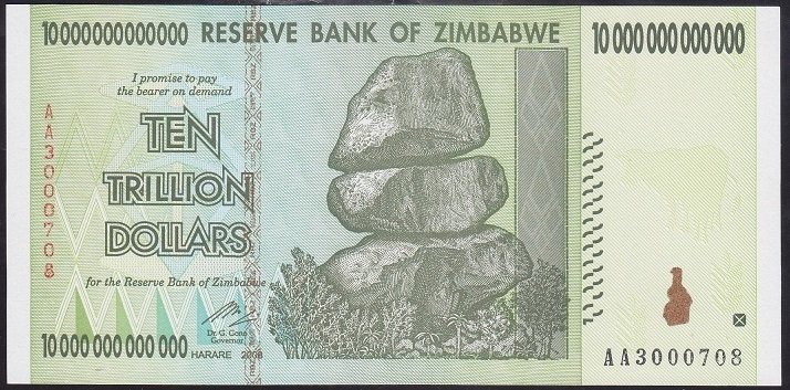 ZİMBABWE 10000000000000 ( 10 TRİLYON ) DOLAR 2008 ÇİL AA