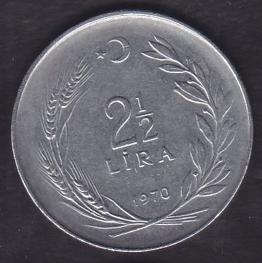 1970 Yılı 2.5 Lira Ters
