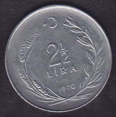 1970 Yılı 2.5 Lira Ters