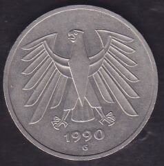 Almanya 5 Mark 1990 G